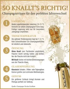 Von Fachleuten wird empfohlen, die Champagner-Flasche ohne großen Knall zu öffnen. 459 KB Foto: djd/Nicolas Feuillatte
