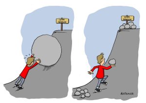 Der Schüler muss kein Sisyphos sein: Wenn das Pensum die Kinder nicht überfordert, ist der Weg zum Erfolg recht leicht.