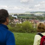 Blick von der Wallburg bei Eltmann über das Maintal auf die Haßberge