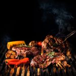 Beef steaks on the grill