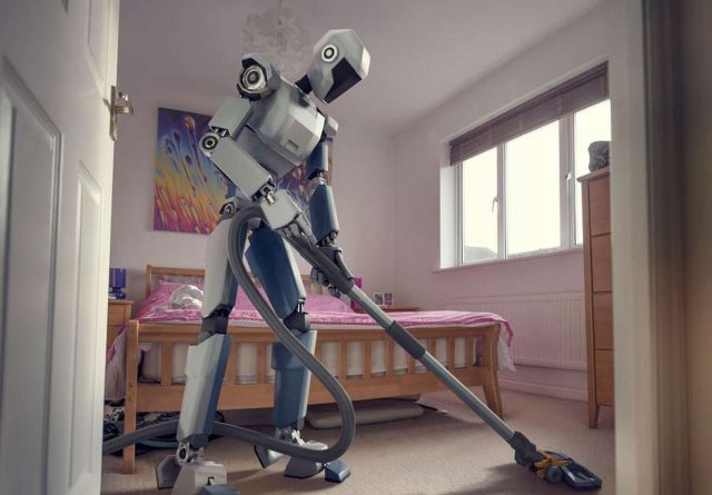 roboter-haushalt WIssenschaft: Ein Roboter, der die Hausarbeit erledigt? Jeder zweite Bundesbürger hält diese Vision für sehr wahrscheinlich, so eine aktuelle Umfrage. Foto: djd/3M/Getty Images/peepo