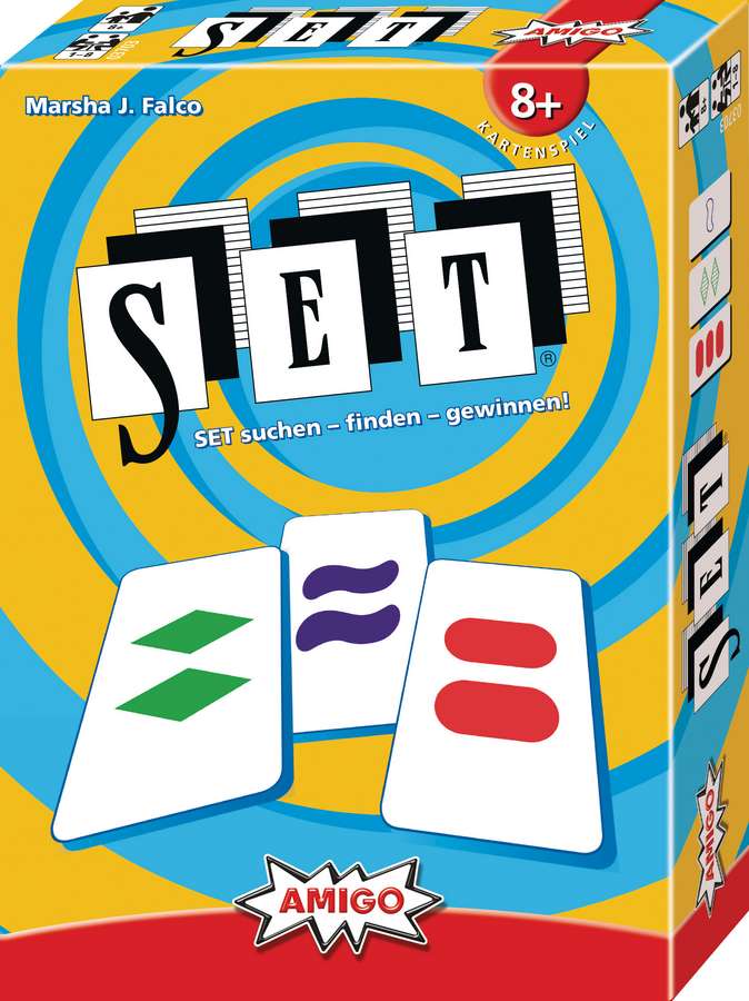 Ein Set besteht aus drei Karten, deren Symbole in Farbe, Form, Füllung und Anzahl entweder jeweils genau gleich oder vollkommen unterschiedlich sind. Pfiffige Spiel