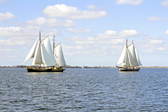 Traditional sailing ships on the IJsselmeer in the Netherlands