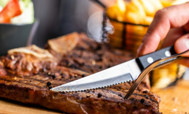 Beef steak in american restaurant