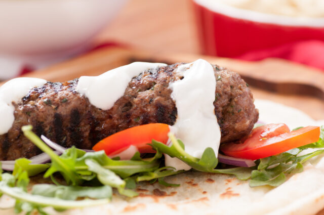lamb kofte with hummus