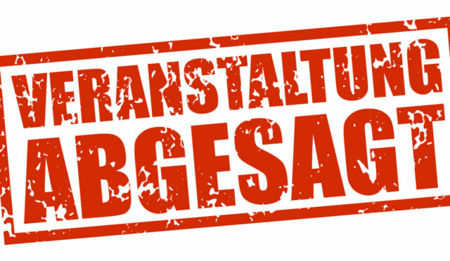 red rubber stamp event canceled (german)